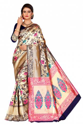 MOR VELL BLUE COTTON SAREES