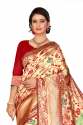 MOR VELL MAROON COTTON SAREES thumb 1