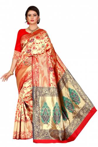 MOR VELL RED COTTON SAREES