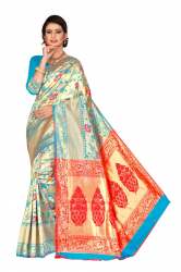 MOR VELL SKYBLUE COTTON SAREES