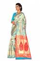 MOR VELL SKYBLUE COTTON SAREES thumb 1