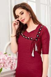 Nabira Maroon Slub Cotton Gown