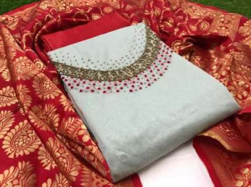 NAINA RED MODAL SILK DRESS MATERIAL