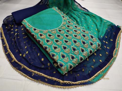 NEHA C-GREEN SEMI MODAL DRESS MATERIAL