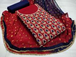 NEHA RED SEMI MODAL DRESS MATERIAL