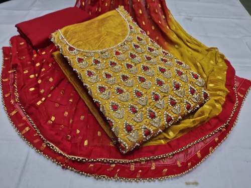 NEHA YELLOW SEMI MODAL DRESS MATERIAL