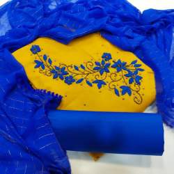 PAHAL YELLOW CHANDERI SLUB COTTON DRESS MATERIAL