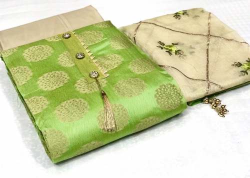 PARI GREEN BANARASI ZAKARD DRESS MATERIAL