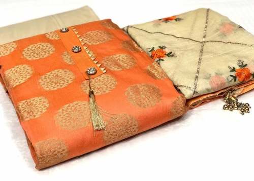 PARI ORANGE BANARASI ZAKARD DRESS MATERIAL
