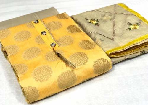 PARI YELLOW BANARASI ZAKARD DRESS MATERIAL