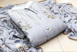 PARUL GREY SEMI MODAL DRESS MATERIAL