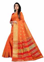 PATTERN BUTTA ORANGE COTTON SAREES