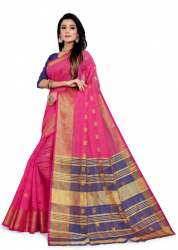 PATTERN BUTTA PINK COTTON SAREES