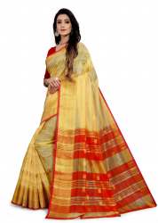 PATTERN BUTTA YELLOW COTTON SAREES