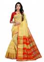 PATTERN BUTTA YELLOW COTTON SAREES thumb 1