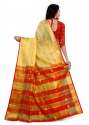 PATTERN BUTTA YELLOW COTTON SAREES thumb 2