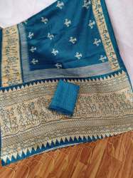 PF-179 BHAGALPURI KHADI C-GREEN DESIGNER SAREE