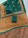 PF-179 BHAGALPURI KHADI GREEN DESIGNER SAREE