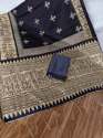 PF-179 BHAGALPURI KHADI NAVYBLUE DESIGNER SAREE thumb 1