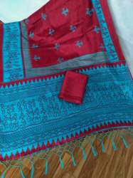 PF-179 BHAGALPURI KHADI SKYBLUE DESIGNER SAREE