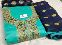 PIHU C-GREEN CHANDERI DRESS MATERIAL