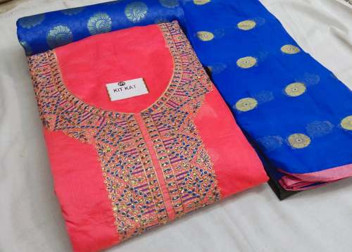 PIHU PINK CHANDERI DRESS MATERIAL