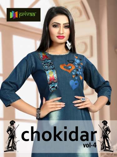 Privaa Chokidar Vol-4 Denim Cotton Kurti