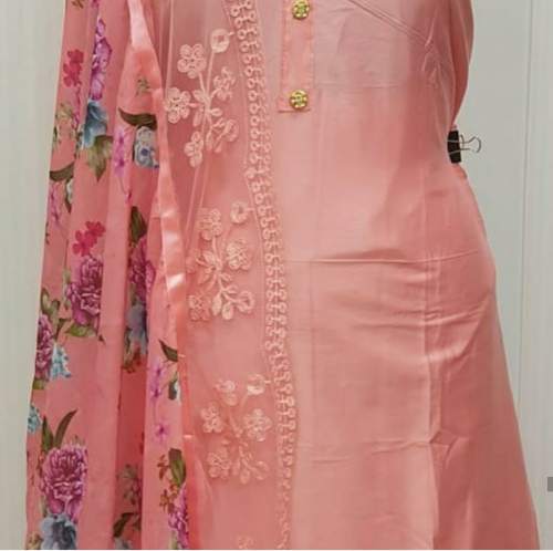 PURVA PEACH JAM SILK COTTON DRESS MATERIAL