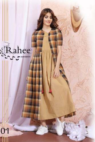 RAHEE WESTERN BEIGE COTTON KURTIS