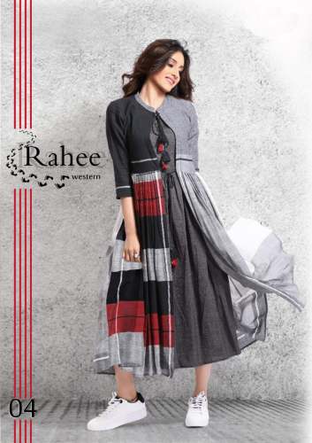  RAHEE WESTERN GREY COTTON KURTIS