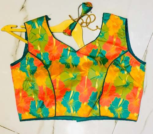 Rangoli Green Silk Blouse