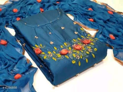 RIDHI BLUE GLACE COTTON DRESS MATERIAL