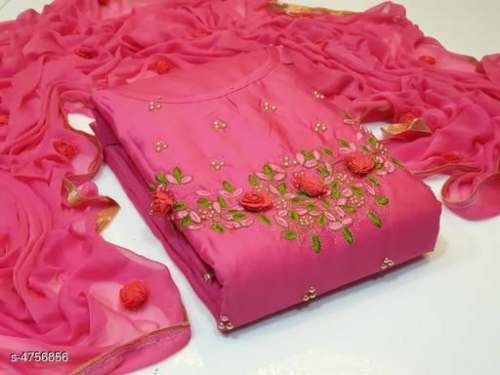 RIDHI PINK GLACE COTTON DRESS MATERIAL