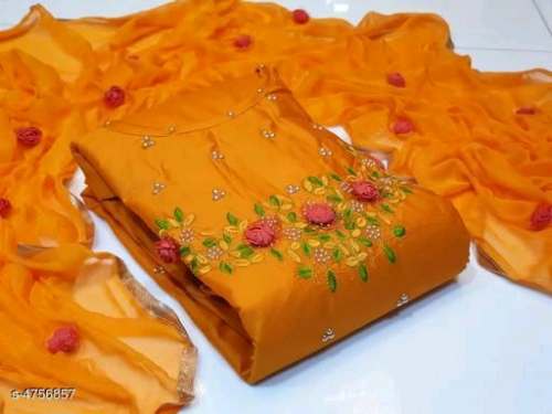 RIDHI YELLOW GLACE COTTON DRESS MATERIAL