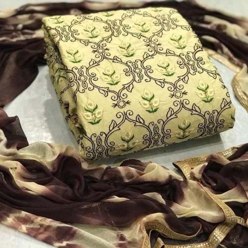 SAISHA BEIGE SEMI MODAL DRESS MATERIAL