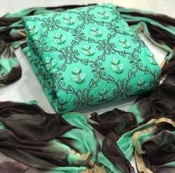 SAISHA GREEN SEMI MODAL DRESS MATERIAL