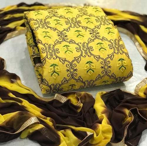 SAISHA YELLOW SEMI MODAL DRESS MATERIAL