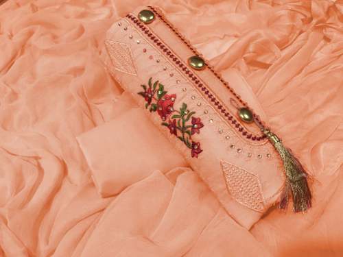  SANAYA ORANGE COTTON DRESS MATERIAL