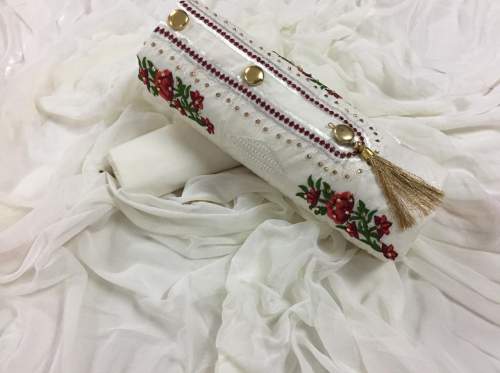 SANAYA WHITE COTTON DRESS MATERIAL