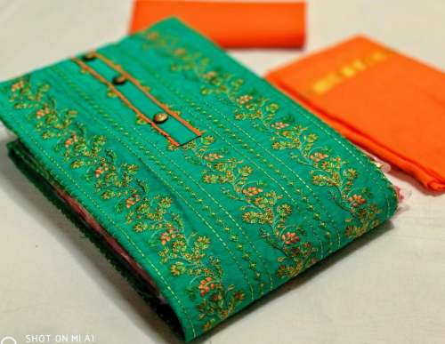 SARIKA C-GREEN COTTON DRESS MATERIAL