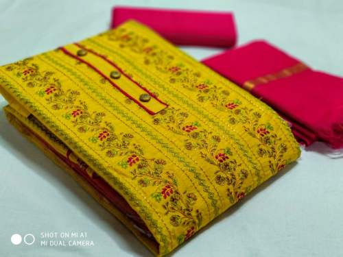 SARIKA YELLOW COTTON DRESS MATERIAL