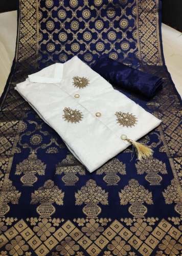 SAYANI NAVY BLUE MODAL CHANDERI DRESS MATERIAL