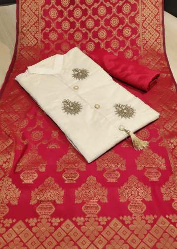 SAYANI RED MODAL CHANDERI DRESS MATERIAL