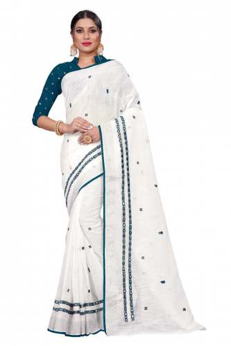 SBT-471 C GREEN LINEN SAREE