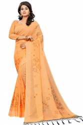 SBT-543 ORANGE LINEN SAREE