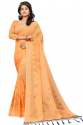 SBT-543 ORANGE LINEN SAREE thumb 1