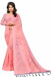 SBT-543 PEACH LINEN SAREE