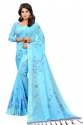 SBT-543 SKYBLUE LINEN SAREE thumb 1