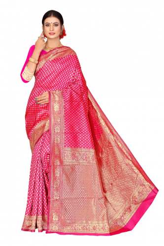 SMALL BUTTI PINK COTTON SAREE