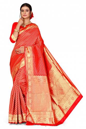 TEEN PATTI RED COTTON SAREE